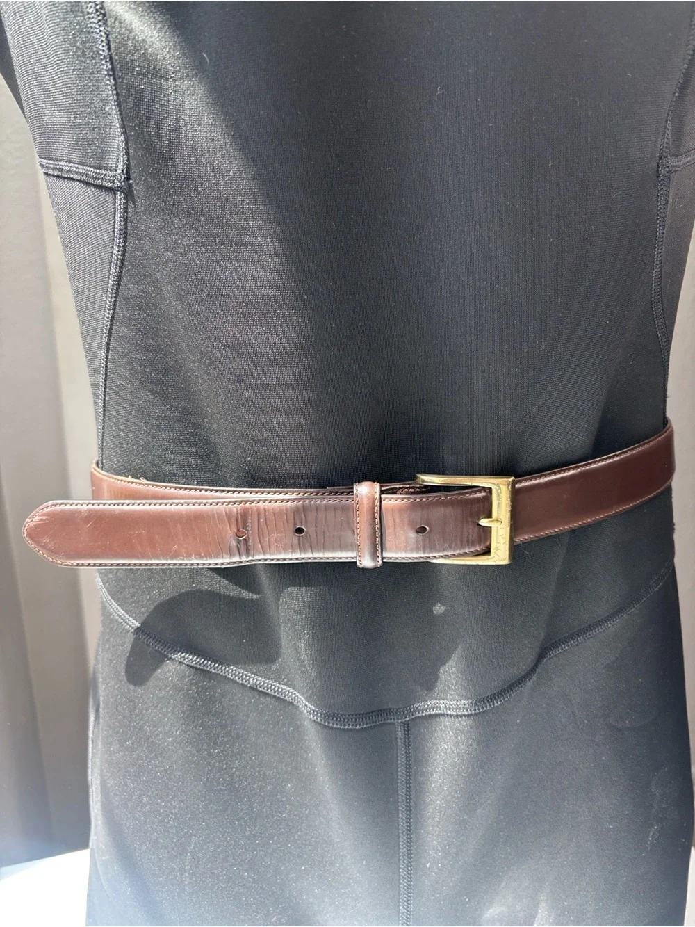 Coach Men's Brown Leather Belt with Gold Buckle